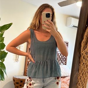 F21 Forest green striped sheer tank